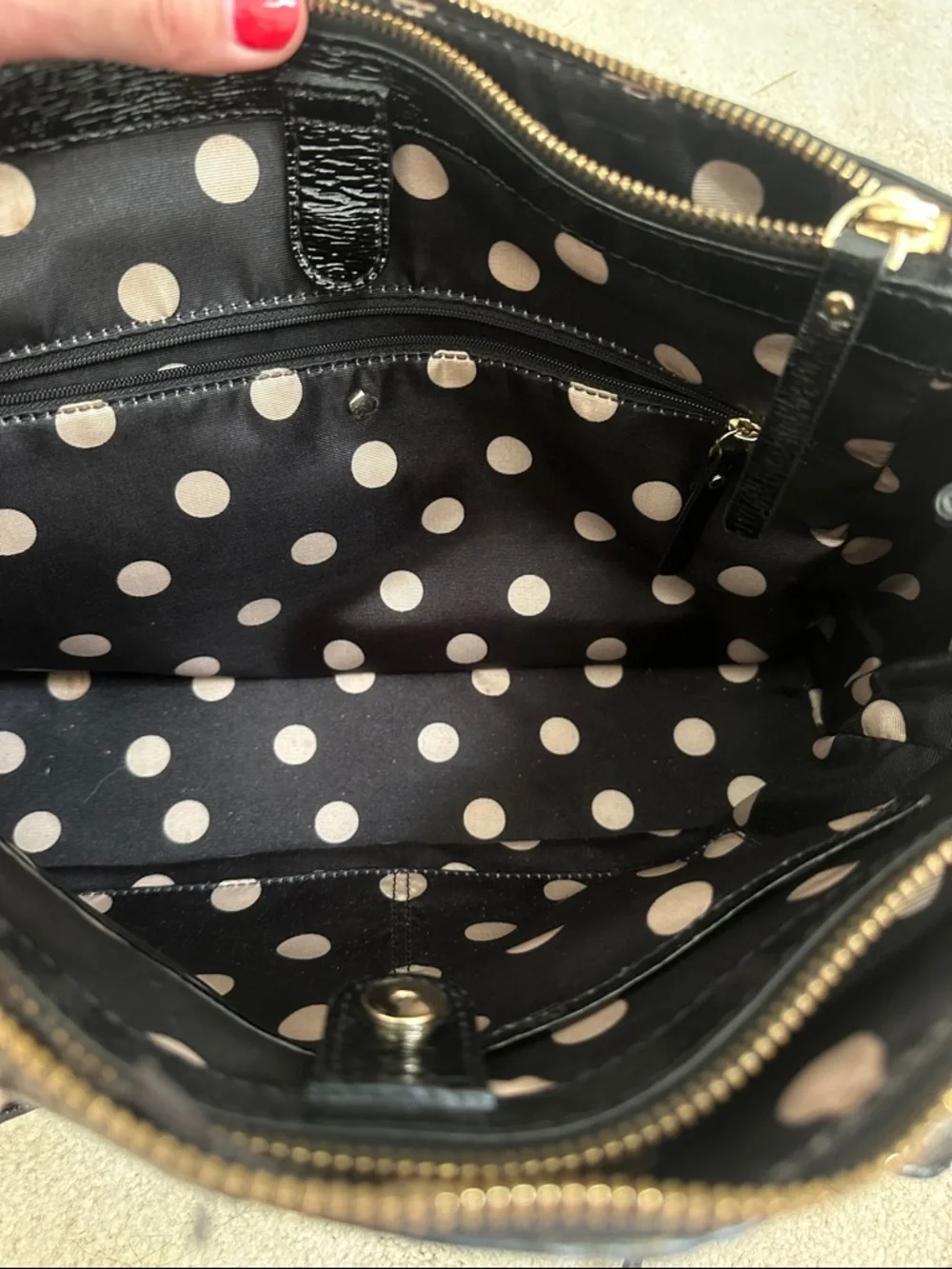 kate spade Black Patent Leather Double-Zip Satchel